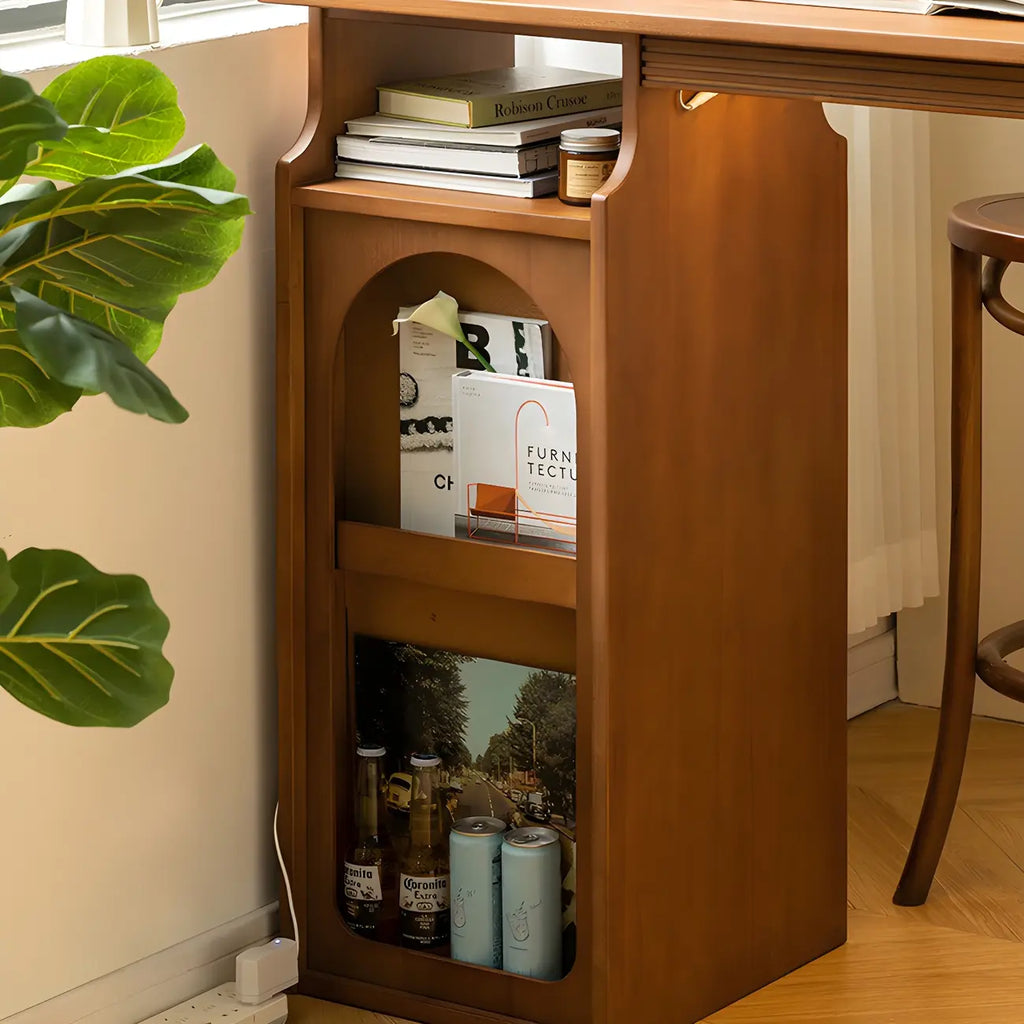 Free Form Brown Wooden Storage Bar Tables for Living Room