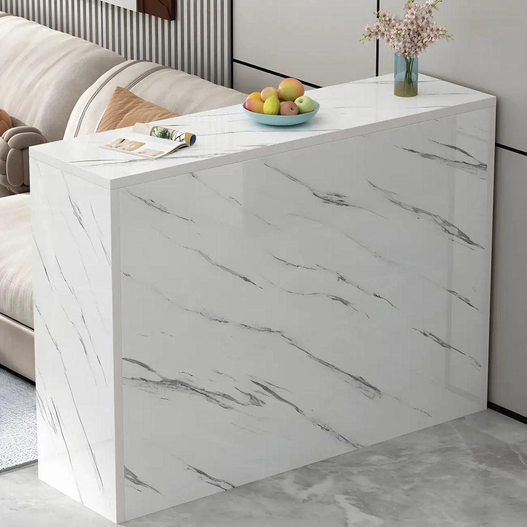 Living Room White Rectangular Wood Long Bar Table