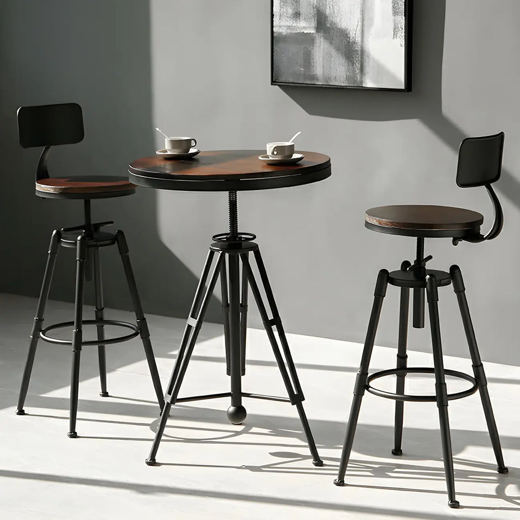 Industrial Brown Wooden Metal Adjustable Bar Tables