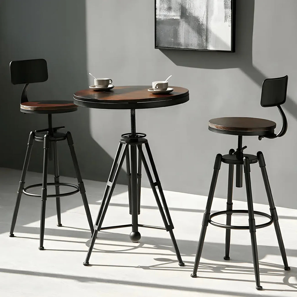 Industrial Brown Wooden Metal Adjustable Bar Tables
