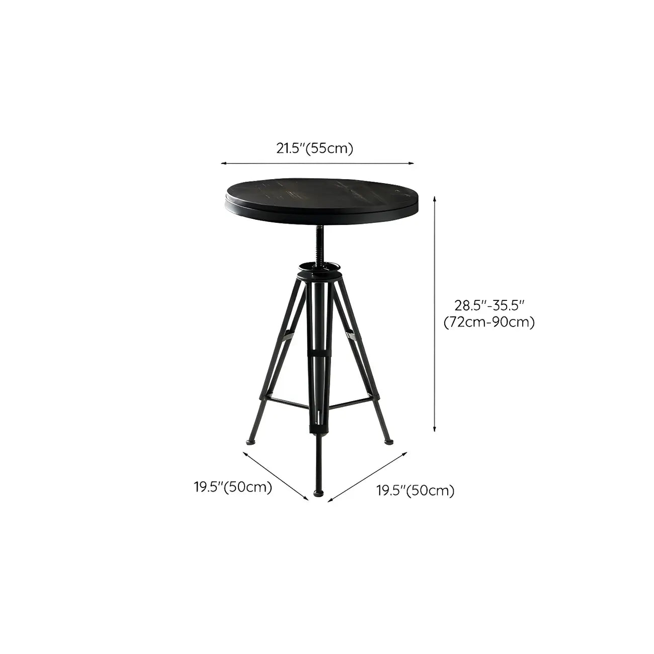 Industrial Brown Wooden Metal Adjustable Bar Tables