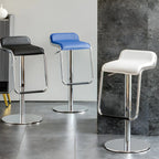 Modern Pedestal Swivel Bar Stool Adjustable Height Low Back Faux Leather