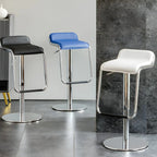 Modern Pedestal Swivel Bar Stool Adjustable Height Low Back Faux Leather