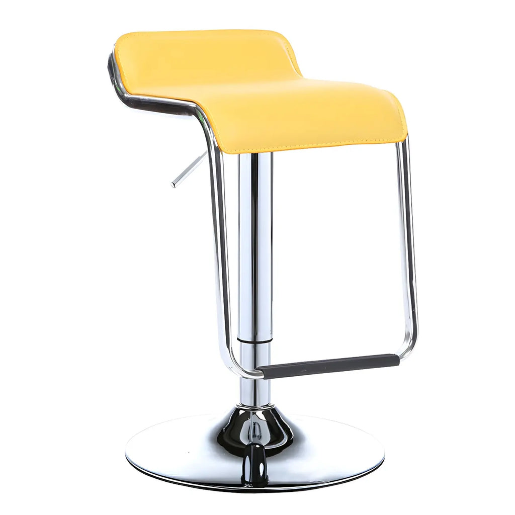 Modern Pedestal Swivel Bar Stool Adjustable Height Low Back Faux Leather