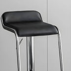 Modern Pedestal Swivel Bar Stool Adjustable Height Low Back Faux Leather