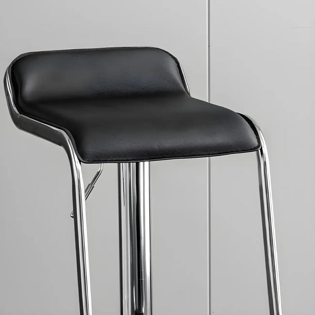 Modern Pedestal Swivel Bar Stool Adjustable Height Low Back Faux Leather