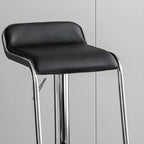 Modern Pedestal Swivel Bar Stool Adjustable Height Low Back Faux Leather