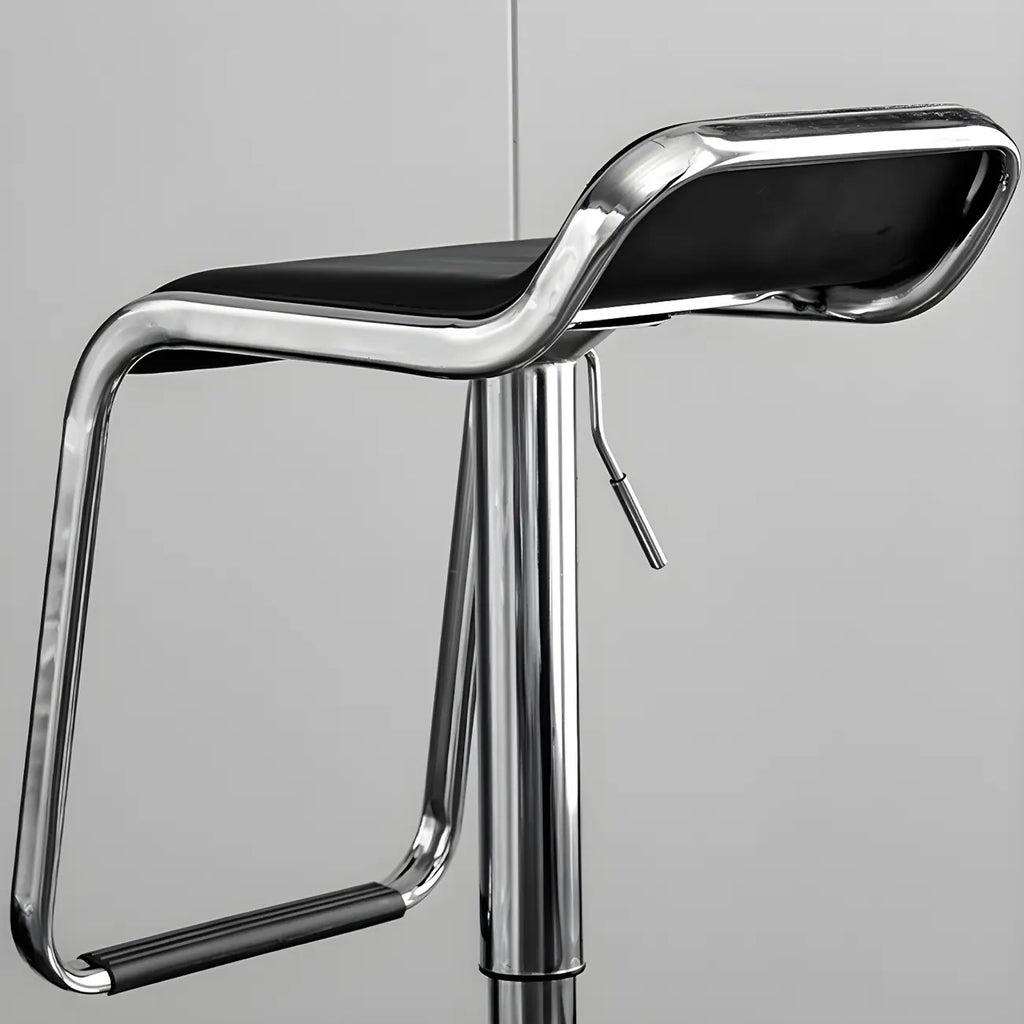 Modern Pedestal Swivel Bar Stool Adjustable Height Low Back Faux Leather