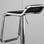 Modern Pedestal Swivel Bar Stool Adjustable Height Low Back Faux Leather