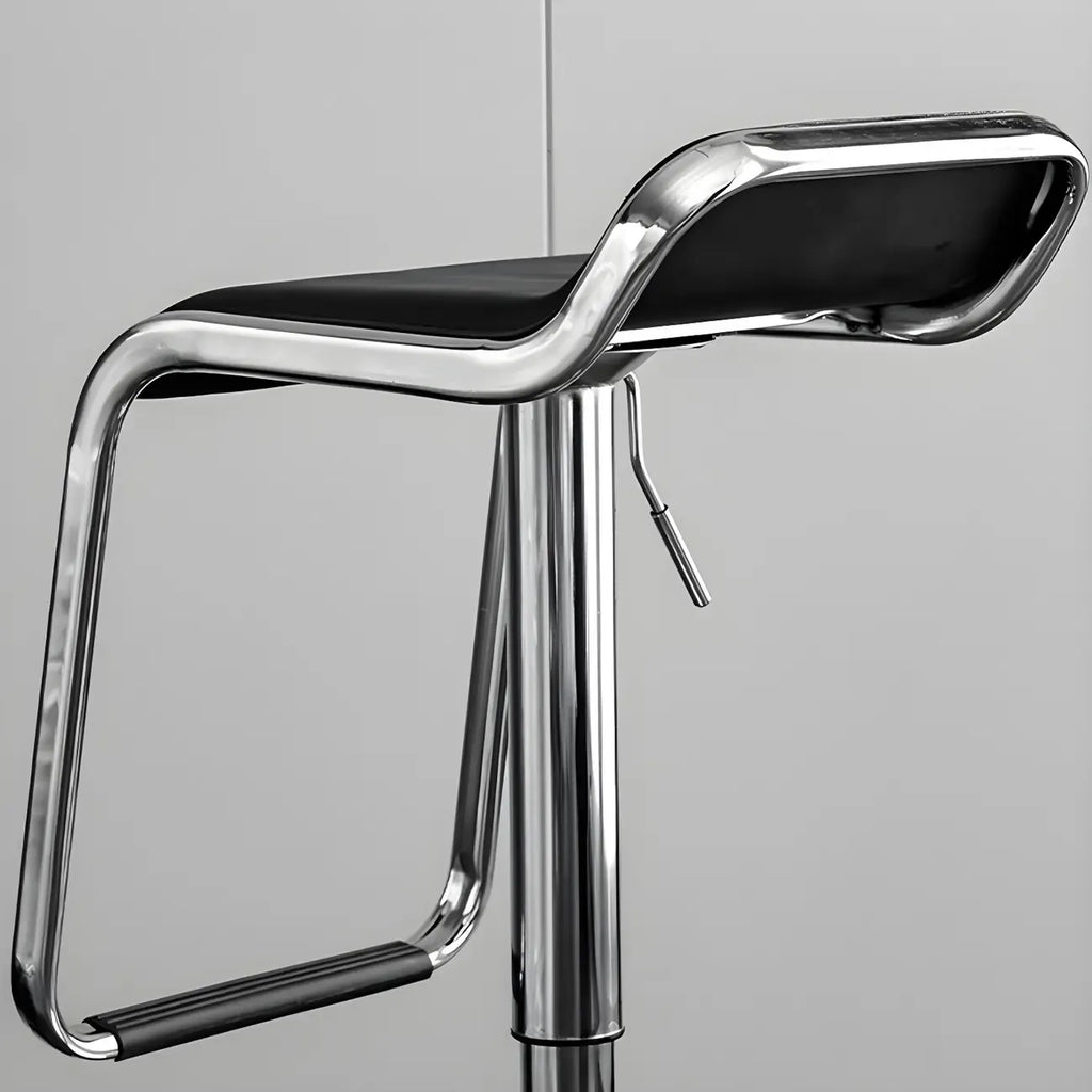 Modern Pedestal Swivel Bar Stool Adjustable Height Low Back Faux Leather