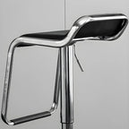 Modern Pedestal Swivel Bar Stool Adjustable Height Low Back Faux Leather