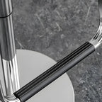 Modern Pedestal Swivel Bar Stool Adjustable Height Low Back Faux Leather
