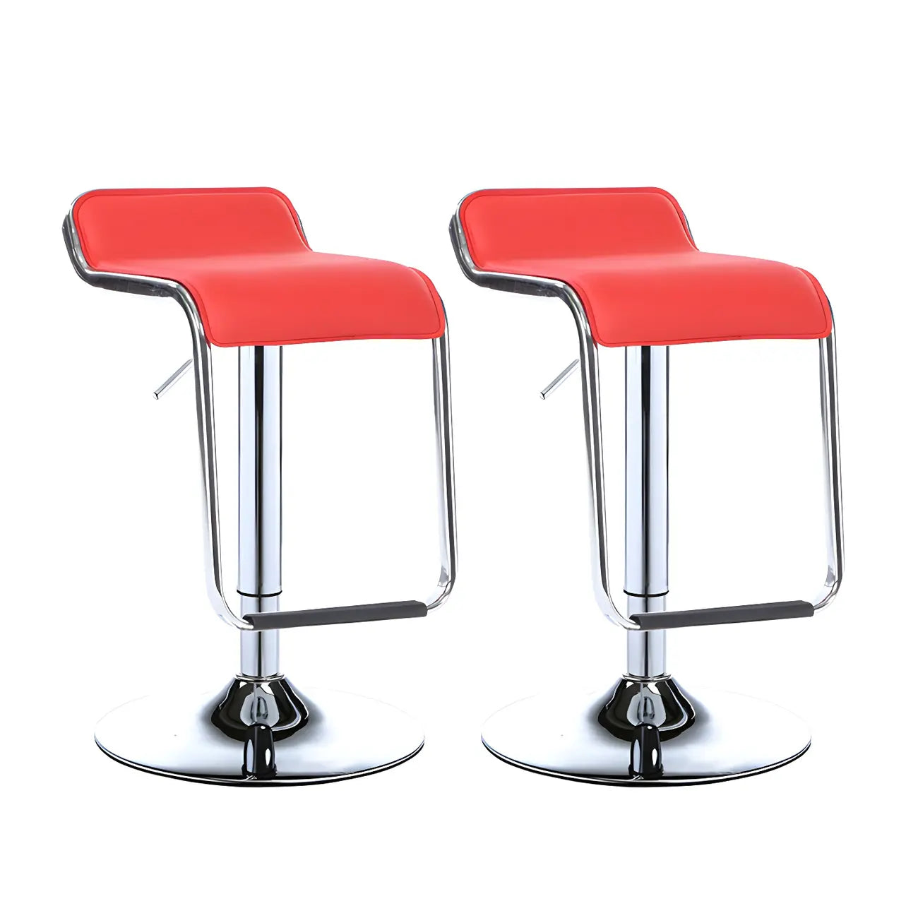 Modern Pedestal Swivel Bar Stool Adjustable Height Low Back Faux Leather