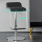 Modern Pedestal Swivel Bar Stool Adjustable Height Low Back Faux Leather