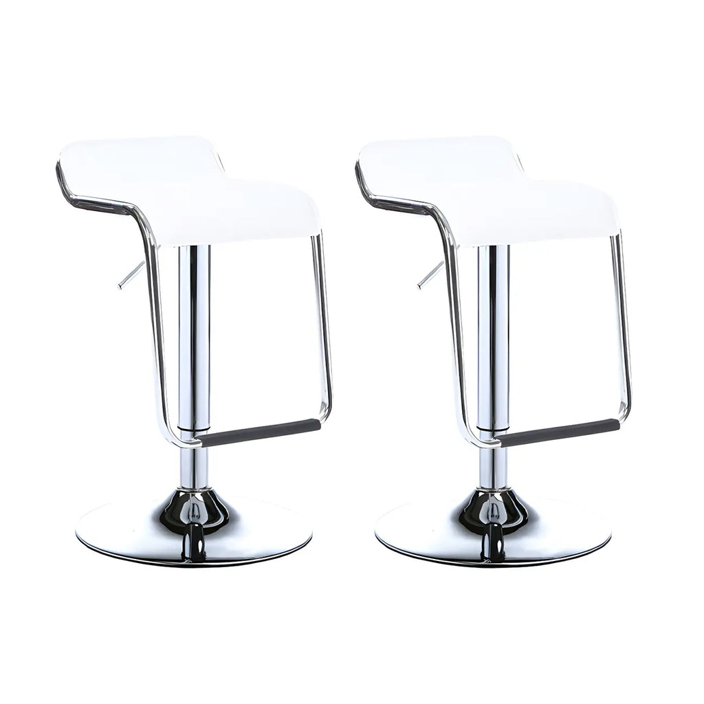 Modern Pedestal Swivel Bar Stool Adjustable Height Low Back Faux Leather