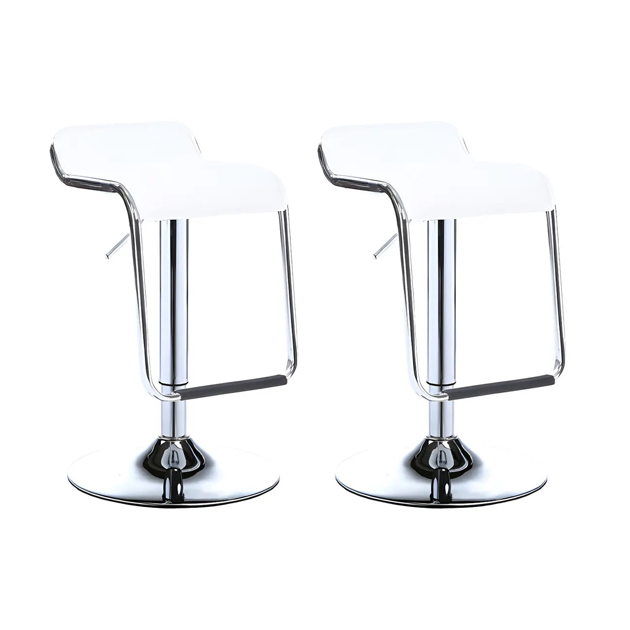 Modern Pedestal Swivel Bar Stool Adjustable Height Low Back Faux Leather