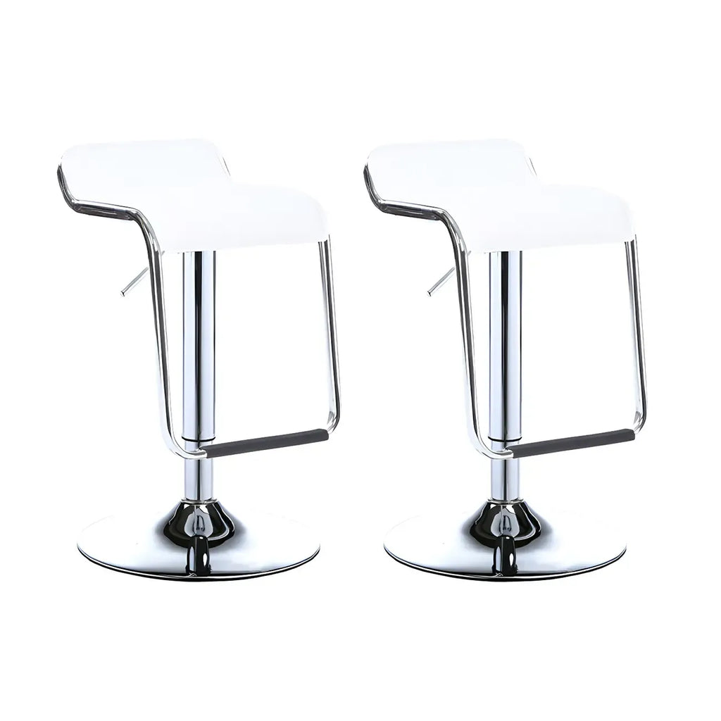 Modern Pedestal Swivel Bar Stool Adjustable Height Low Back Faux Leather