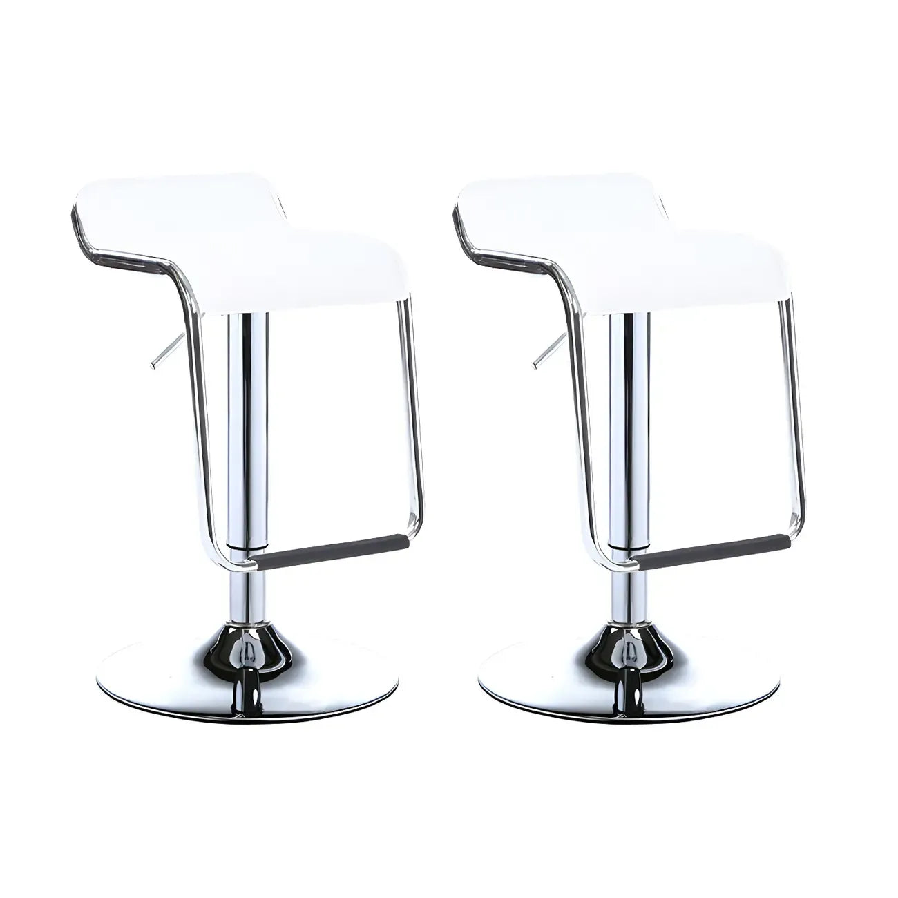 Modern Pedestal Swivel Bar Stool Adjustable Height Low Back Faux Leather