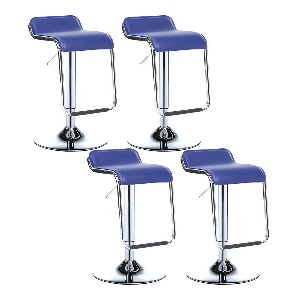 Modern Pedestal Swivel Bar Stool Adjustable Height Low Back Faux Leather