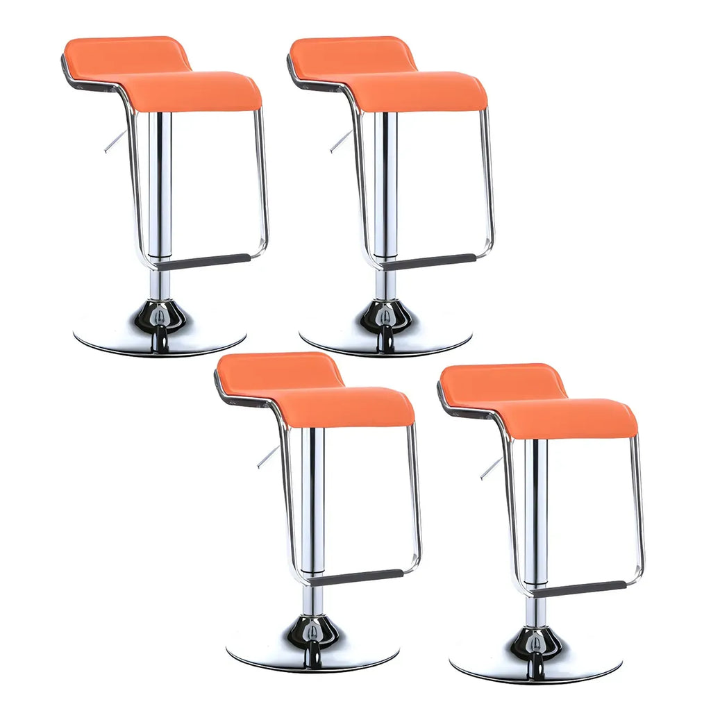 Modern Pedestal Swivel Bar Stool Adjustable Height Low Back Faux Leather