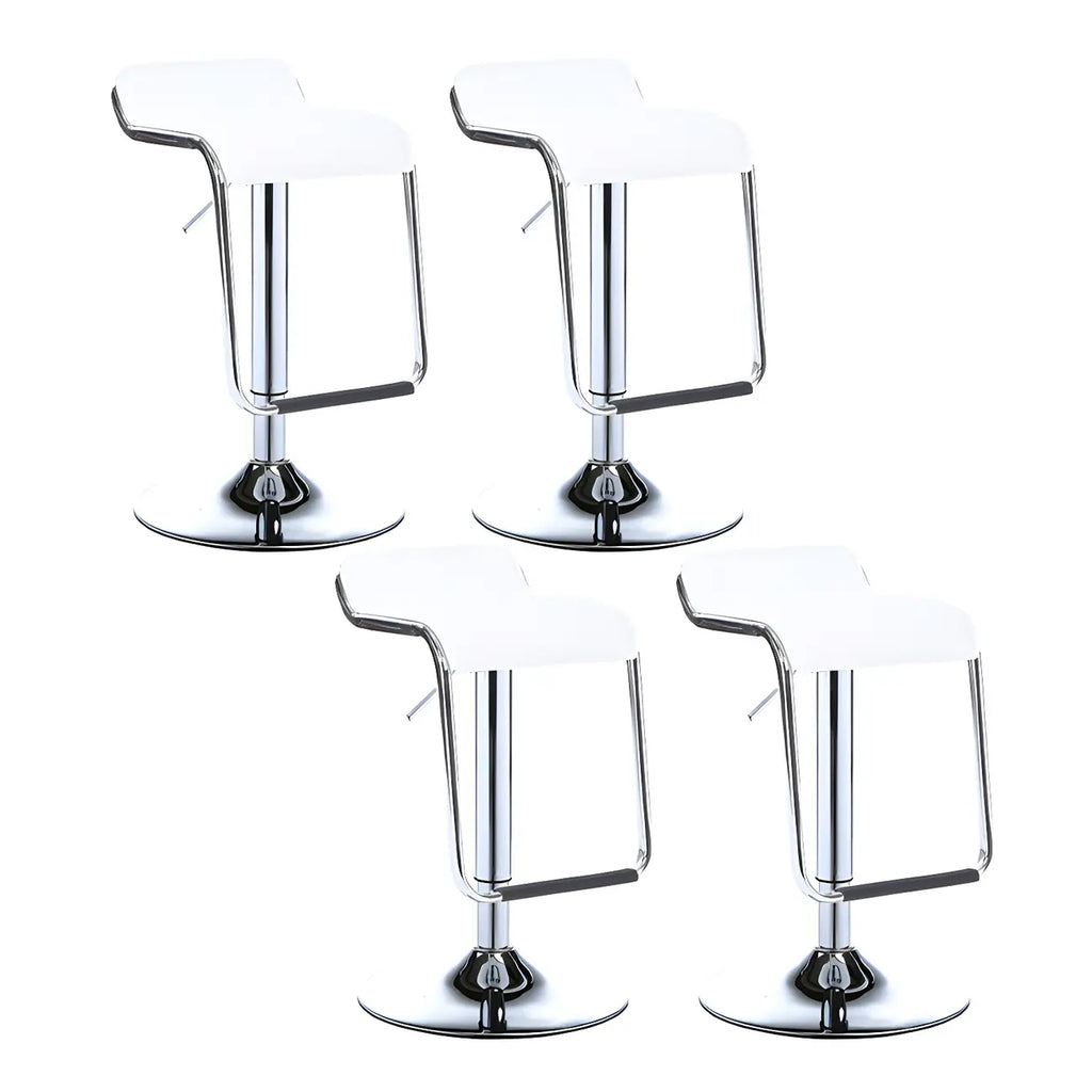 Modern Pedestal Swivel Bar Stool Adjustable Height Low Back Faux Leather