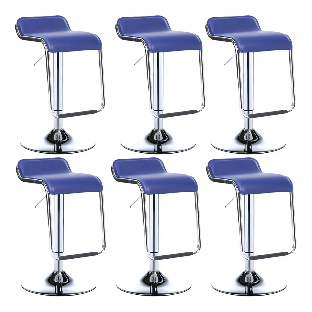 Modern Pedestal Swivel Bar Stool Adjustable Height Low Back Faux Leather