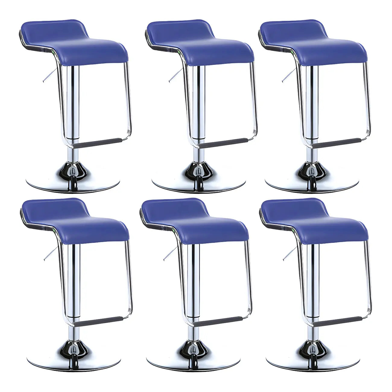 Modern Pedestal Swivel Bar Stool Adjustable Height Low Back Faux Leather