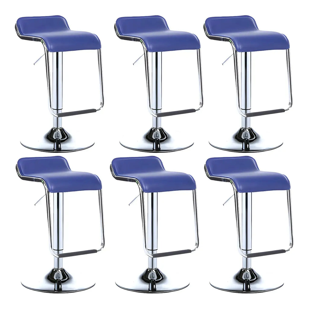 Modern Pedestal Swivel Bar Stool Adjustable Height Low Back Faux Leather