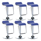 Modern Pedestal Swivel Bar Stool Adjustable Height Low Back Faux Leather