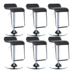 Modern Pedestal Swivel Bar Stool Adjustable Height Low Back Faux Leather