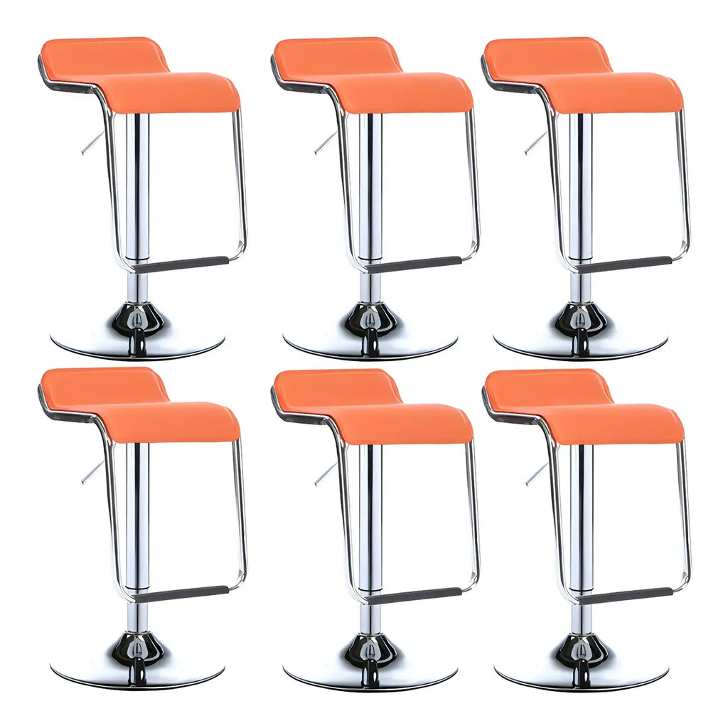Modern Pedestal Swivel Bar Stool Adjustable Height Low Back Faux Leather
