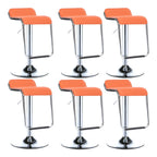Modern Pedestal Swivel Bar Stool Adjustable Height Low Back Faux Leather