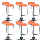 Modern Pedestal Swivel Bar Stool Adjustable Height Low Back Faux Leather