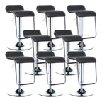 Modern Pedestal Swivel Bar Stool Adjustable Height Low Back Faux Leather
