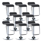 Modern Pedestal Swivel Bar Stool Adjustable Height Low Back Faux Leather