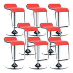 Modern Pedestal Swivel Bar Stool Adjustable Height Low Back Faux Leather