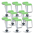 Modern Pedestal Swivel Bar Stool Adjustable Height Low Back Faux Leather