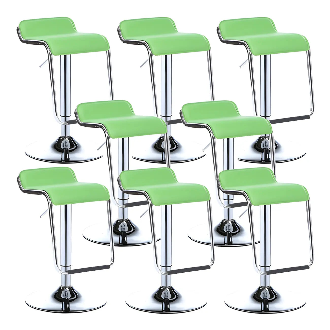 Modern Pedestal Swivel Bar Stool Adjustable Height Low Back Faux Leather