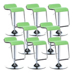Modern Pedestal Swivel Bar Stool Adjustable Height Low Back Faux Leather