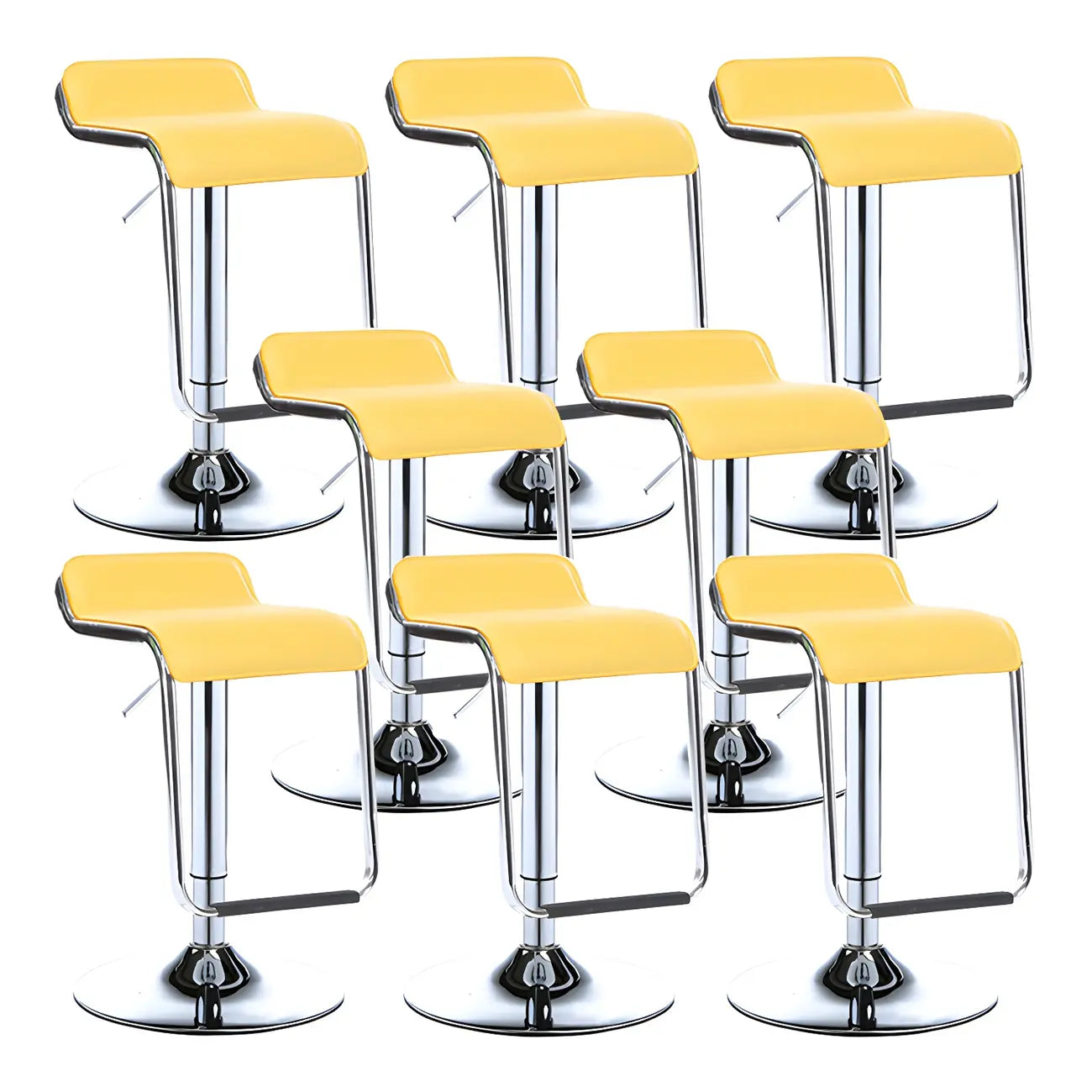 Modern Pedestal Swivel Bar Stool Adjustable Height Low Back Faux Leather