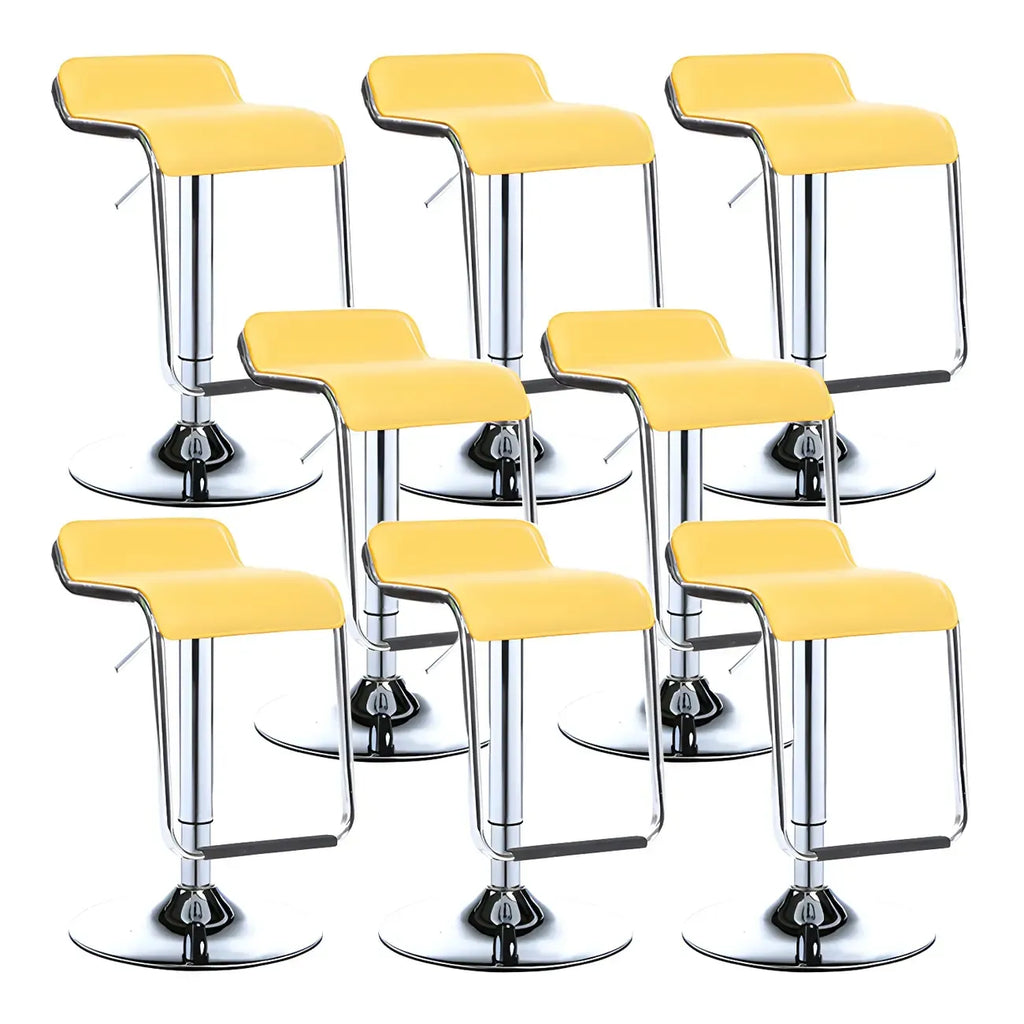 Modern Pedestal Swivel Bar Stool Adjustable Height Low Back Faux Leather
