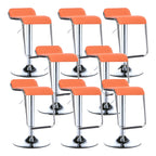 Modern Pedestal Swivel Bar Stool Adjustable Height Low Back Faux Leather