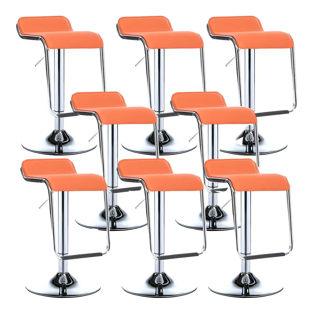 Modern Pedestal Swivel Bar Stool Adjustable Height Low Back Faux Leather