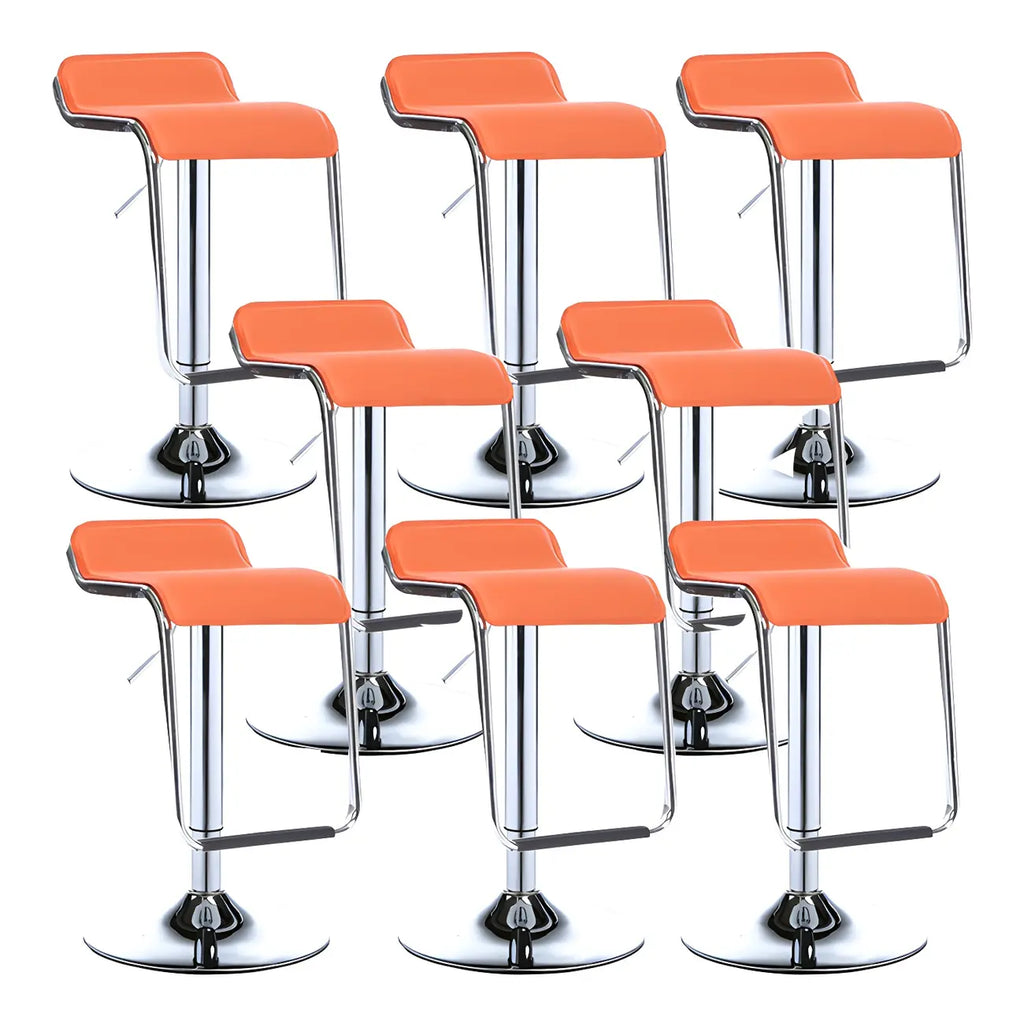 Modern Pedestal Swivel Bar Stool Adjustable Height Low Back Faux Leather