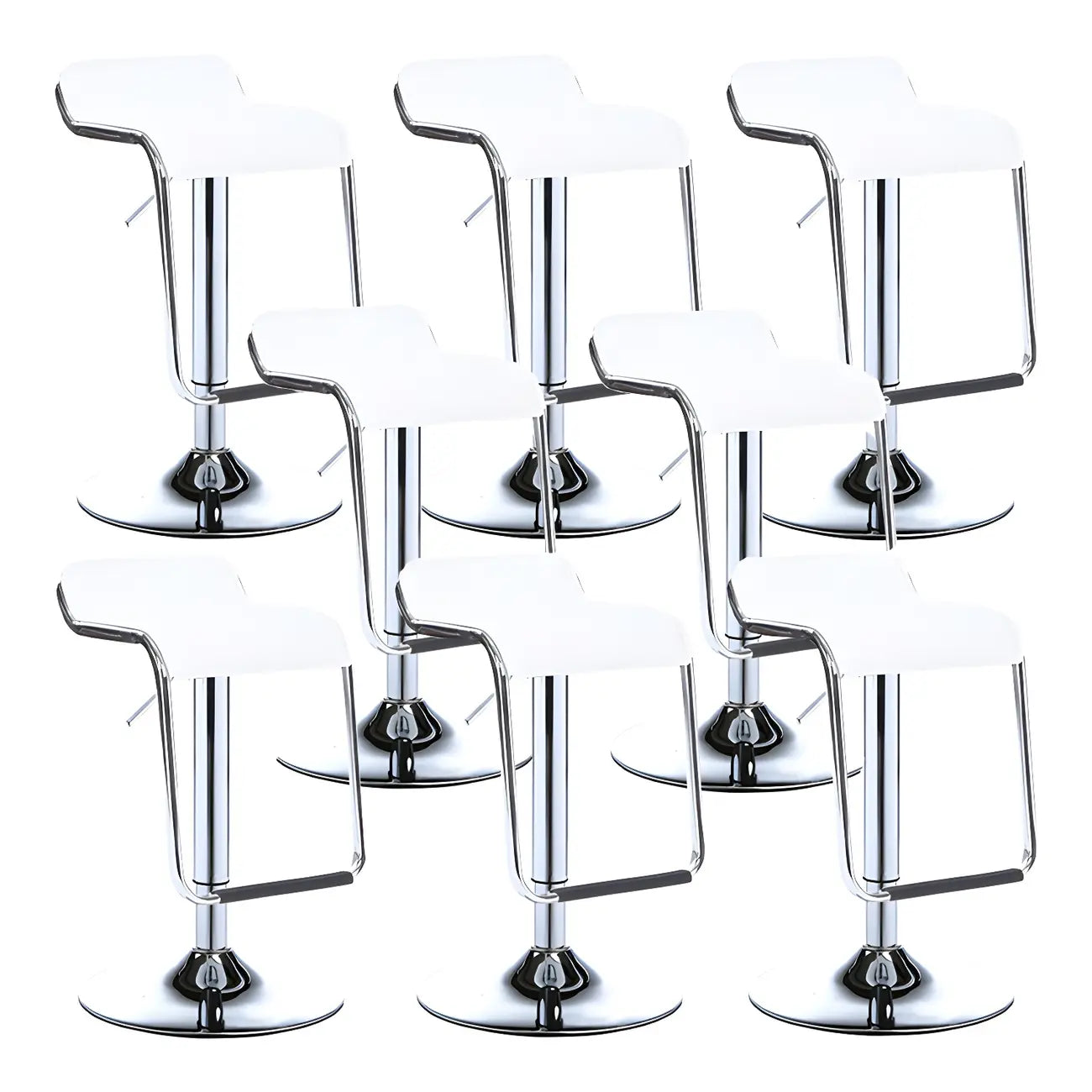 Modern Pedestal Swivel Bar Stool Adjustable Height Low Back Faux Leather
