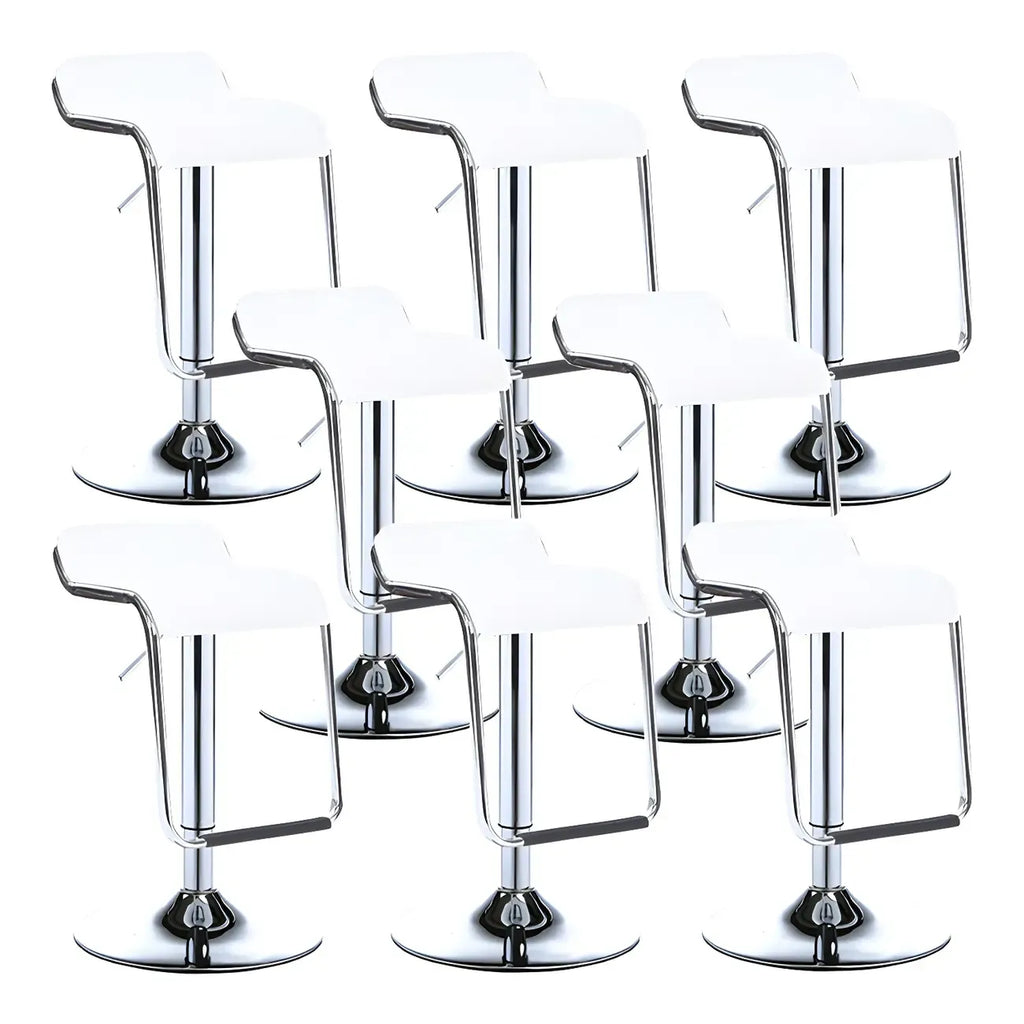 Modern Pedestal Swivel Bar Stool Adjustable Height Low Back Faux Leather