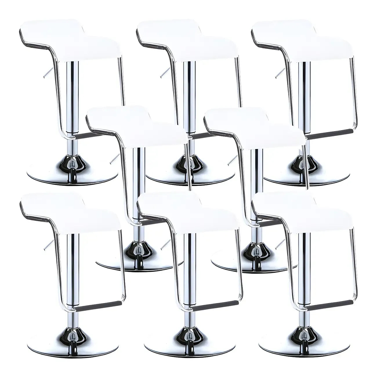 Modern Pedestal Swivel Bar Stool Adjustable Height Low Back Faux Leather