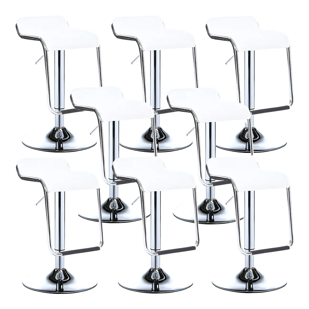 Modern Pedestal Swivel Bar Stool Adjustable Height Low Back Faux Leather