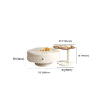 Modern White Round Wood Coffee Table with Drawer
