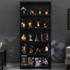 Elegant Black Bamboo Clear Figure Display Cabinet